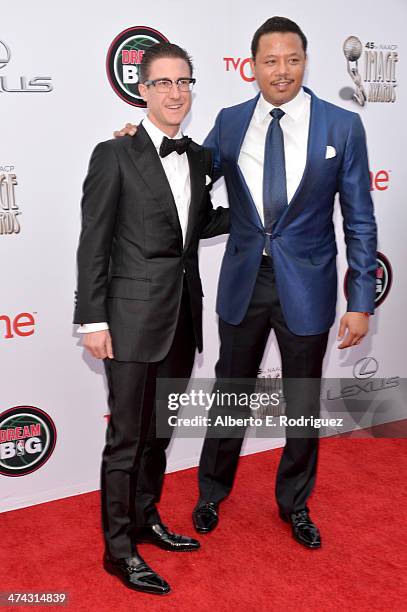 Actor Terrence Howard and guest attend the 45th NAACP Image Awards presented by TV One at Pasadena Civic Auditorium on February 22, 2014 in Pasadena,...