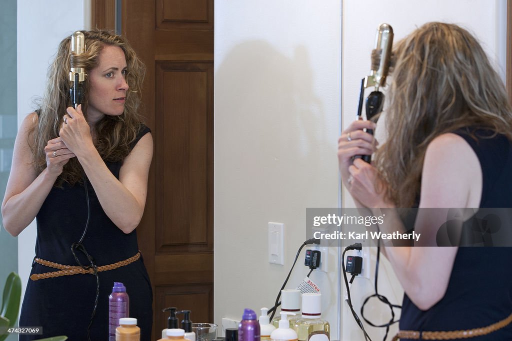 Woman getting ready