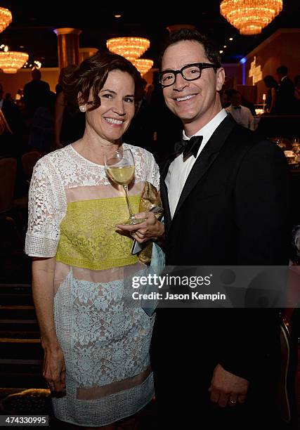 Host Joshua Malina and costume designer Melissa Merwin attend the 16th Costume Designers Guild Awards with presenting sponsor Lacoste at The Beverly...