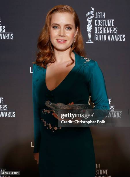 Spotlight Award Honoree Amy Adams attends the 16th Costume Designers Guild Awards with presenting sponsor Lacoste at The Beverly Hilton Hotel on...