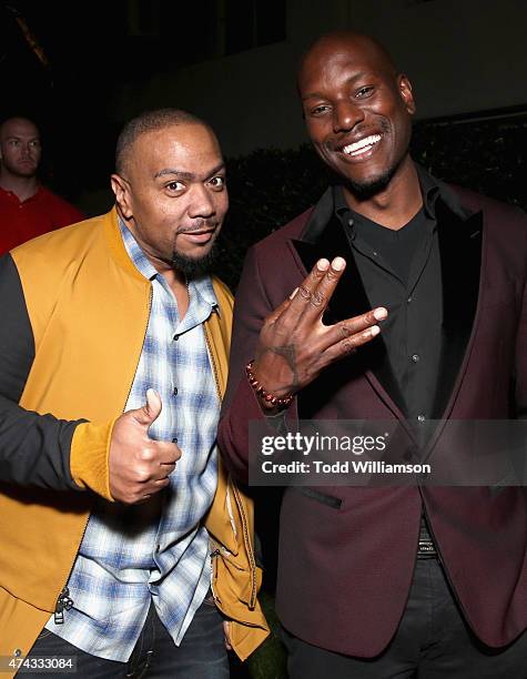 Executive producer Timbaland and actor Tyrese Gibson attend the FOX Los Angeles Screenings Party 2015 on the Fox Studio Lot on May 21, 2015 in Los...