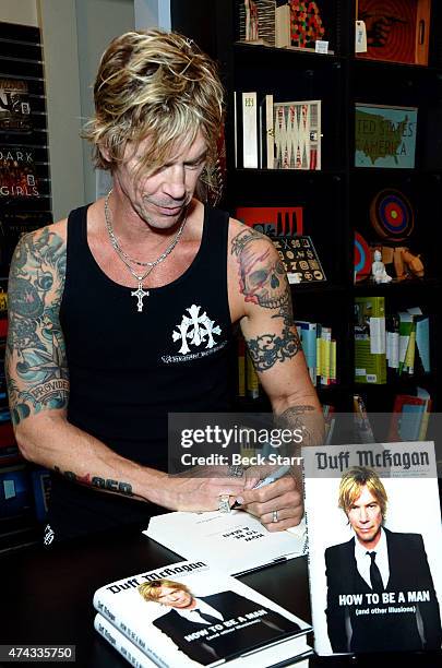 Musician Duff McKagan signs copies of his book "How To Be A Man: " at Book Soup on May 21, 2015 in West Hollywood, California.