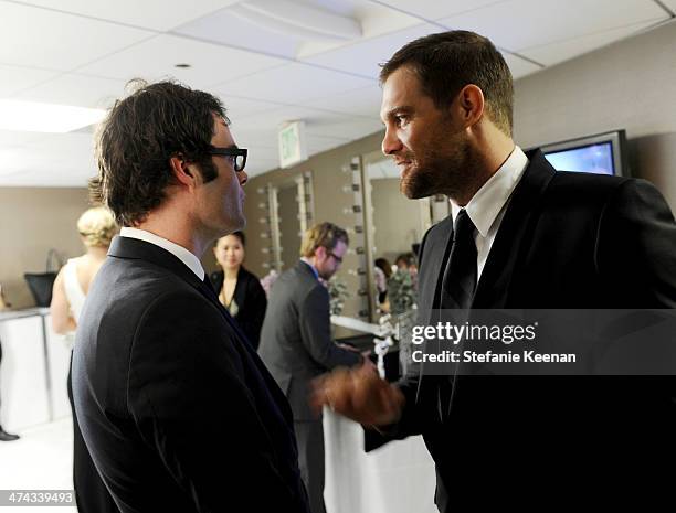 Actors Bill Hader and Geoff Stults attend the 16th Costume Designers Guild Awards with presenting sponsor Lacoste at The Beverly Hilton Hotel on...