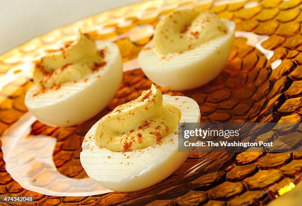 Deviled Eggs on a dish in Washington, DC on May 25, 2010.