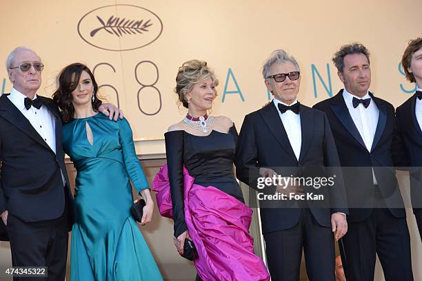 Actors Michael Caine, Rachel Weisz, Jane Fonda, Harvey Keitel, director Paolo Sorrentino and actors Paul Dano, Alex Macqueen and Madalina Ghenea...