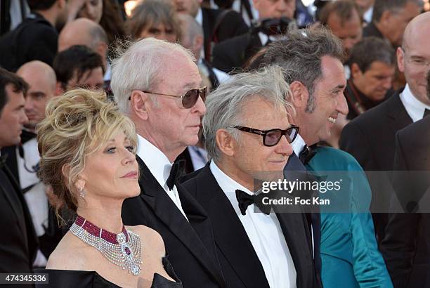 Jane Fonda, Michael Caine and Harvey Keitel attend the 'Youth' Premiere during the 68th annual Cannes Film Festival on May 20, 2015 in Cannes, France.