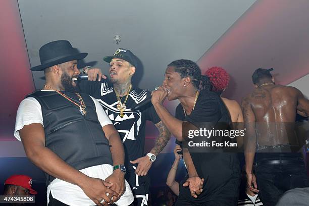 Chris Brown ASAP Rocky and his band perform during the VIP Room JW Marriott : Day 9Ê - The 68th Annual Cannes Film Festival on May 21, 2015 in...