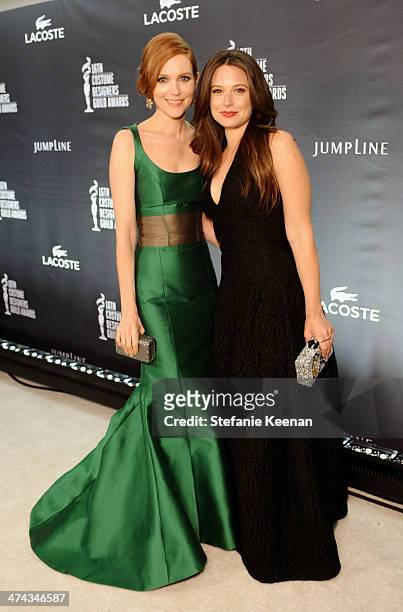 Actresses Darby Stanchfield and Katie Lowes attend the 16th Costume Designers Guild Awards with presenting sponsor Lacoste at The Beverly Hilton...