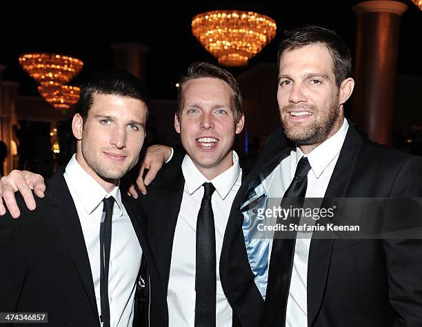 Actor Parker Young, writer/producer Kevin Biegel and actor Geoff Stults attend the 16th Costume Designers Guild Awards with presenting sponsor...