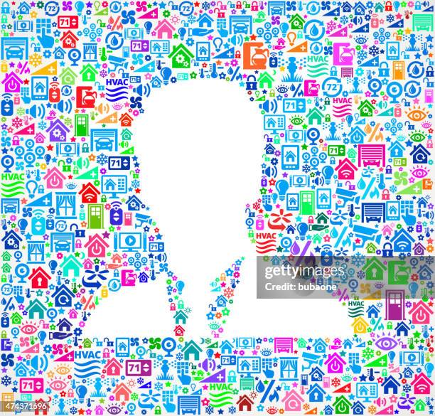 businessman on home automation and security vector background - man remote control stock illustrations