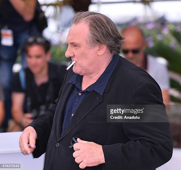 Actor Gerard Depardieu poses during the photocall for the film 'Valley of Love' at the 68th international film festival in Cannes, France on May 22,...