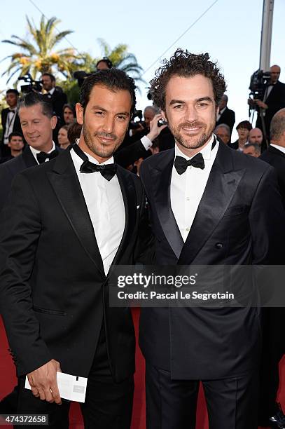 Francesco Francavilla and Gianluca Passi of Moncler attend the "Youth" Premiere during the 68th annual Cannes Film Festival on May 20, 2015 in...