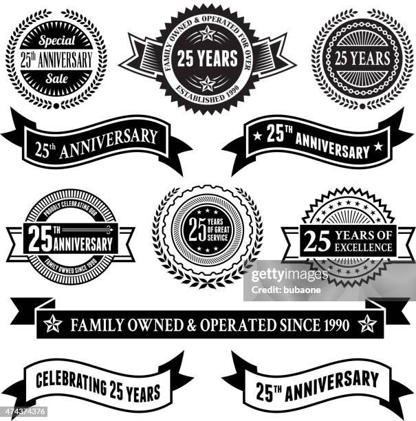 twenty five year anniversary vector badge set vector background - 25 year vector stock illustrations