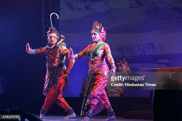 Bollywood actor and Bharatanatyam dancer-choreographer Hema Malini performs Durga - a dance ballad with an artist Madhavapeddi Murthy , as a lord...