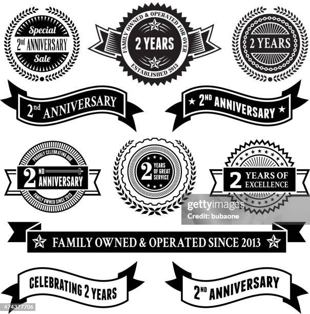 two year anniversary vector badge set royalty free vector background - 2 3 years stock illustrations