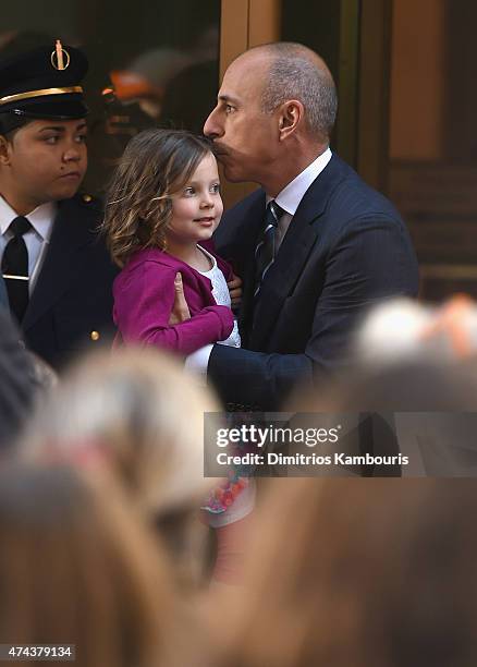 Matt Lauer and his daughter attend NBC's "Today" at the NBC's TODAY Show on May 22, 2015 in New York, New York.