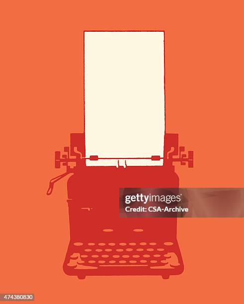 stockillustraties, clipart, cartoons en iconen met typewriter with paper - typewriter