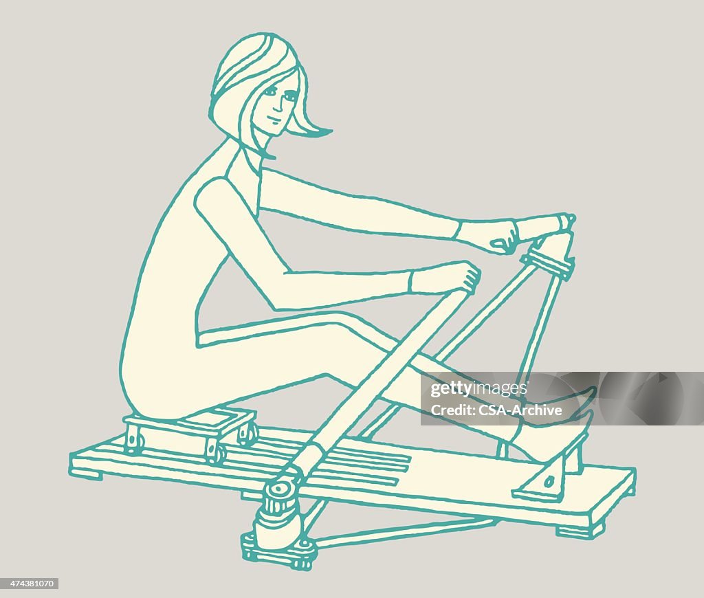 Female Rowing Vector Image Woman Using Rowing Machine High-Res Vector Graphic - Getty Images
