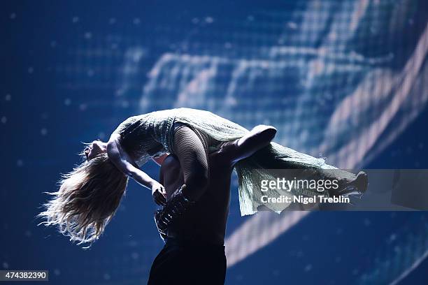 Edurne of Spain performs on stage during rehearsals for the final of the Eurovision Song Contest 2015 on May 22, 2015 in Vienna, Austria. The final...