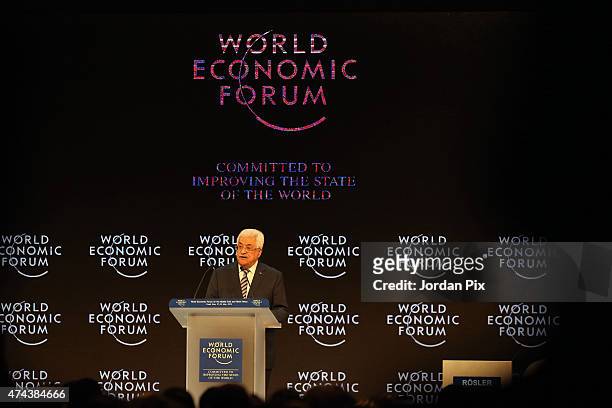 Palestinian President Mahmoud Abbas participates in "Creating a Regional Framework for Prosperity and Peace" the opening of the World Economic Forum...