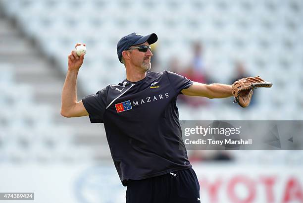 Jason Gillespie coach of Yorkshire Vikings during the NatWest T20 Blast at Trent Bridge on May 22, 2015 in Nottingham, England.