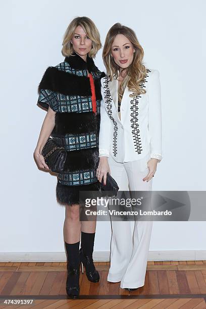 Roberta Ruiu and Silvia Slitti during the Albino Presentation as part of Milan Fashion Week Womenswear Autumn/Winter 2014 on February 23, 2014 in...