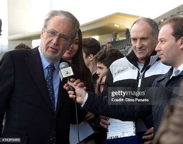 Head coach of Udinese Francesco Guidolin and Gianpaolo Pozzo, past president of Udinese before the Serie A match between Udinese Calcio and Atalanta...