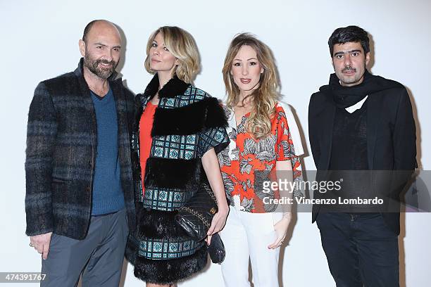 Albino D'Amato, Roberta Ruiu, Silvia Slitti and guest during the Albino Presentation as part of Milan Fashion Week Womenswear Autumn/Winter 2014 on...