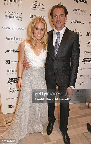 Jennifer Becks and Racing Driver Adrian Sutil attend the Amber Lounge 2015 Gala at Le Meridien Beach Plaza Hotel on May 22, 2015 in Monaco, Monaco.