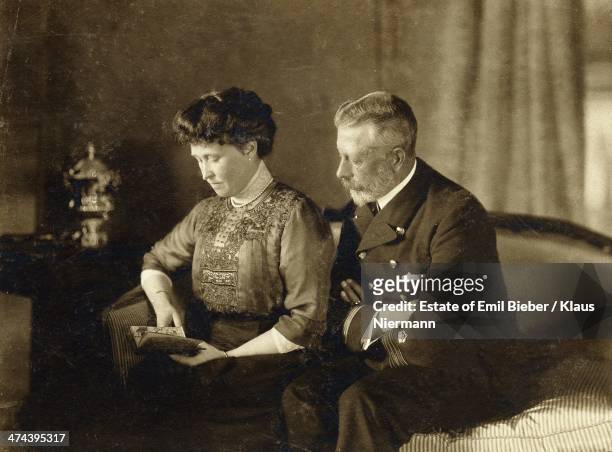 Prince Henry of Prussia with his wife Princess Irene of Prussia , circa 1915. The prince is wearing the uniform of a Grand Admiral in the Imperial...