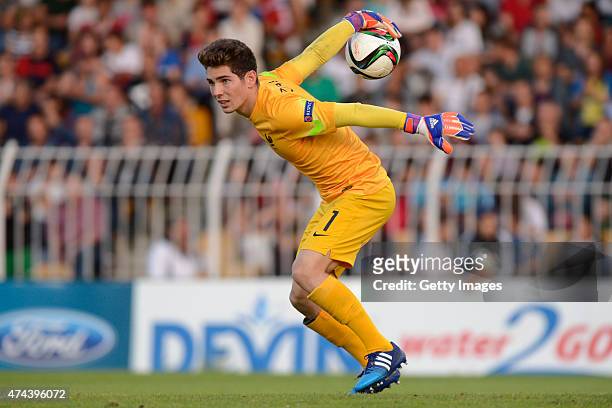 Luca Zidane of France U17 pass the ball during the UEFA European Under-17 Championship Final match between Germany U17 and France U17 at Lazur...