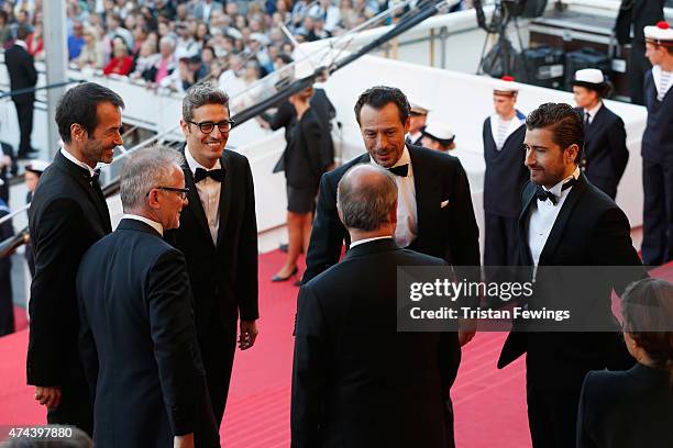 Andrea Occhipinti, Thierry Fremaux, Pif, Pierre Lescure, Stefano Accorsi and Alessandro Siani attend the Premiere of "The Little Prince" during the...