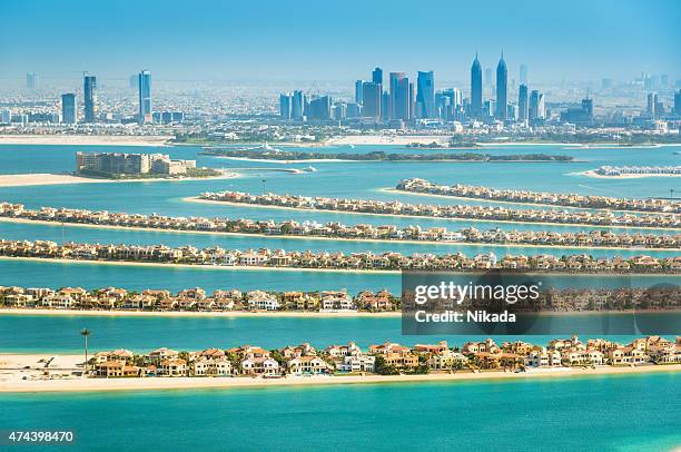 the palm jumeirah, dubai, uae - dubai palm stock pictures, royalty-free photos & images