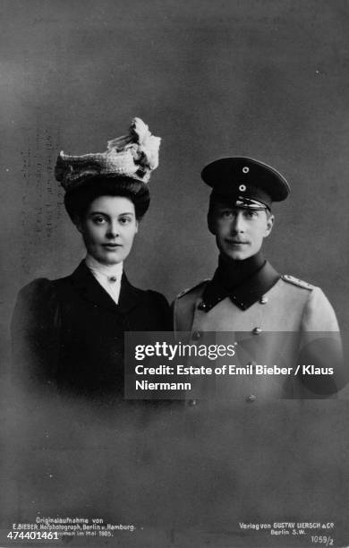 Crown Prince Friedrich Wilhelm of Germany and Prussia , with his wife, Duchess Cecilie of Mecklenburg-Schwerin in the year they were married, 1905.