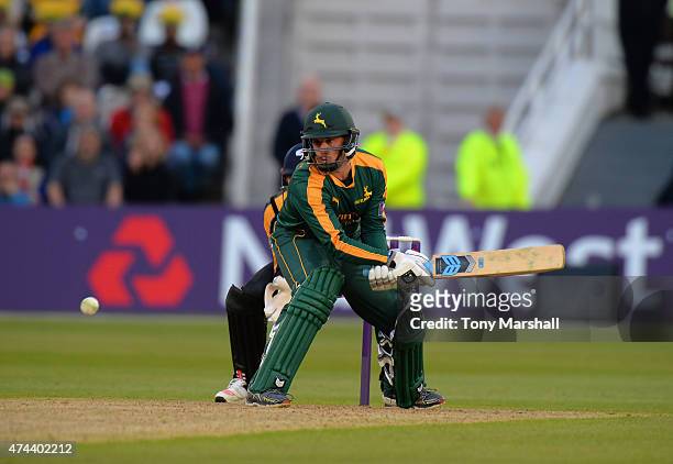 Steven Mullaney of Nottinghamshire Outlaws bats during the NatWest T20 Blast between Nottingham Outlaws and Yorkshire Vikings at Trent Bridge on May...