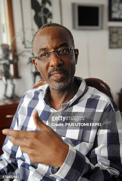 Nigeria's ousted central bank chief Mallam Lamido Sanusi speaks during an interview in Lagos on February 23, 2014. Lamido was suspended by President...