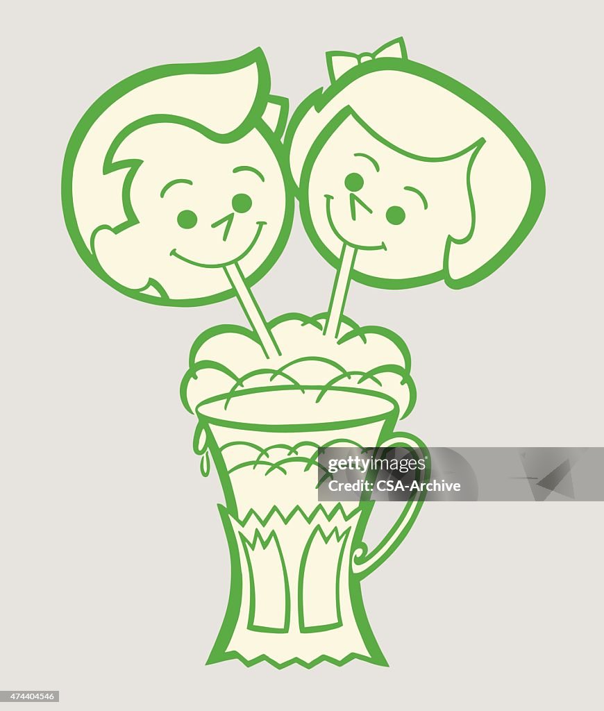 Friends Sharing a Milkshake