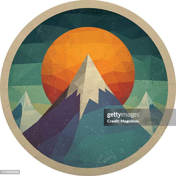 stockillustraties, clipart, cartoons en iconen met abstract mountain landscape of triangles - adventure