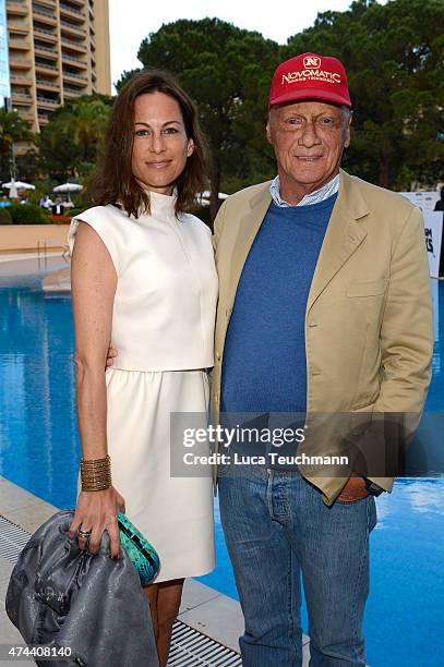 Niki Lauda and Birgit Lauda attend the Amber Lounge Fashion Monaco 2015 on May 22, 2015 in Monaco, Monaco.