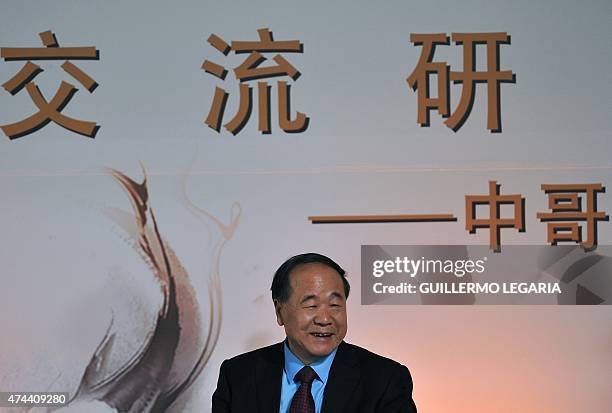 China's novelist, 2012 Nobel Literature prize winner Mo Yan, smiles during the Literary Encounter Colombia - China 2015 at San Carlos Palace in...