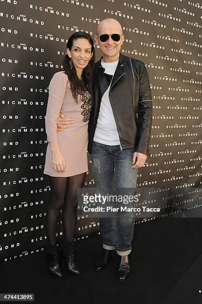 Alessandra Moschillo and Alfonso Signorini attend the John Richmond show as part of Milan Fashion Week Womenswear Autumn/Winter 2014 on February 23,...
