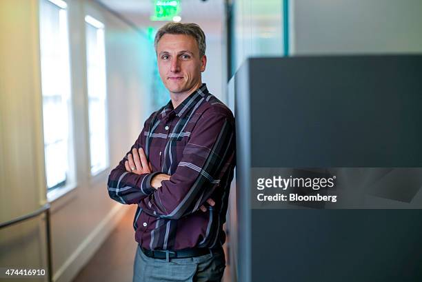 Lyndon Rive, co-founder and chief executive officer of SolarCity Corp., stands for a photograph after a Bloomberg West television interview in San...