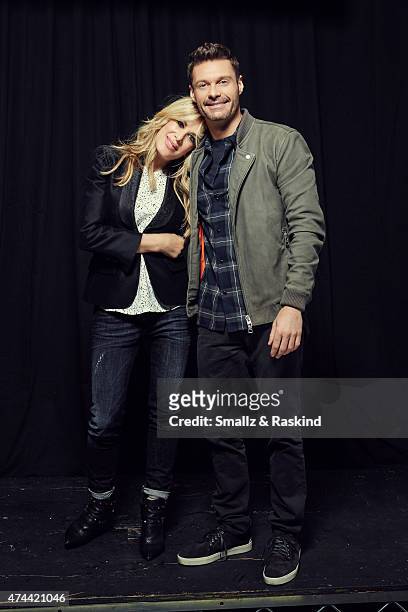 Ryan Seacrest and Ellen K poses for a portrait at the 102.7 KIIS FM's Wango Tango portrait studio for People Magazine on May 9, 2015 in Carson,...