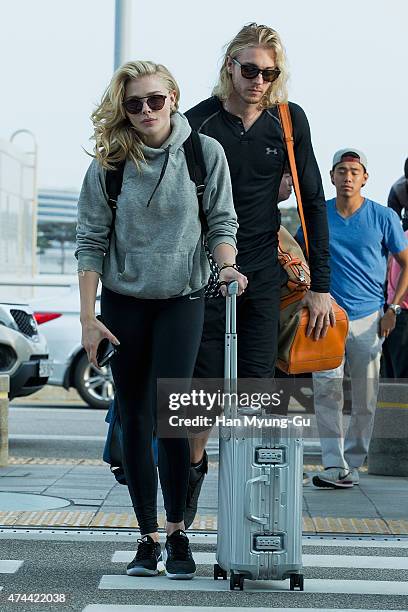 Chloe Moretz and brother Trevor Moretz are seen on departure at Incheon International Airport on May 22, 2015 in Incheon, South Korea.