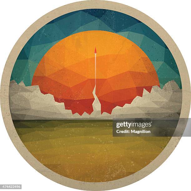 red rocket flies start up concept vector of triangles - start new business stock illustrations