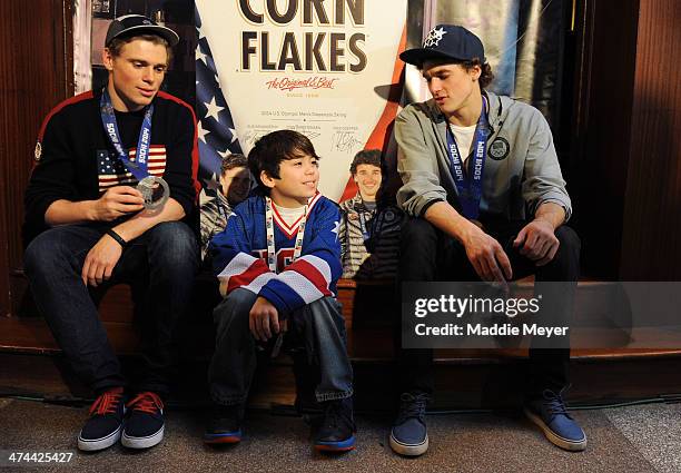 Gus Kenworthy and Nick Goepper sit for photos at the U.S. Olympic Committee's Team USA Club Event to celebrate the 2014 Winter Olympic Games at Grand...