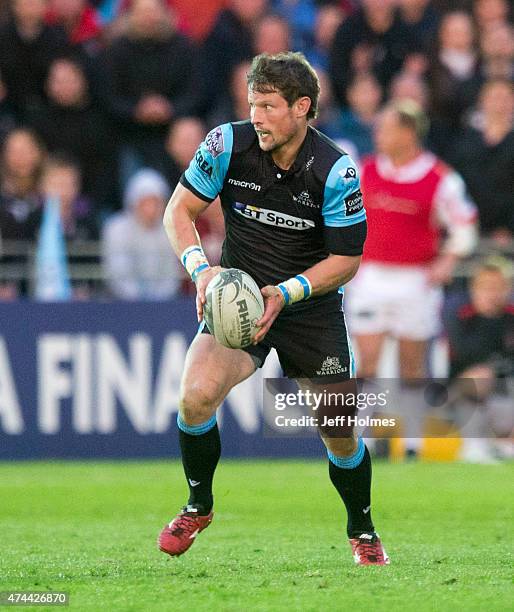 Peter Horne in action for Glasgow Warriors during the Pro12 Semi Final between Glasgow and Ulster at Scotstoun Stadium on May 22, 2015 in Glasgow,...