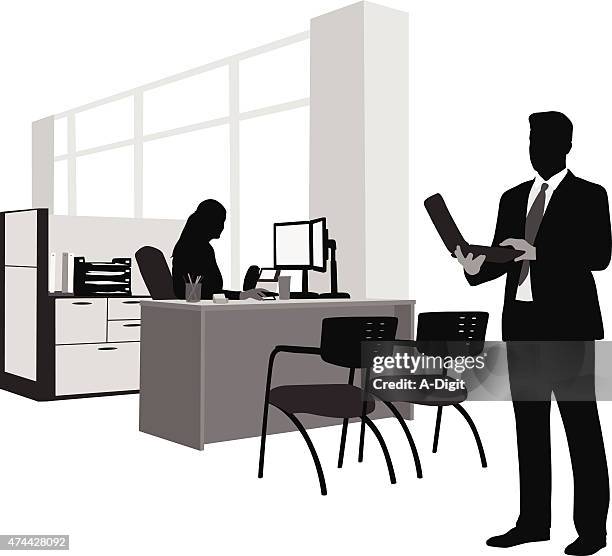 ilustrações de stock, clip art, desenhos animados e ícones de escritório móvel - business woman desk stand