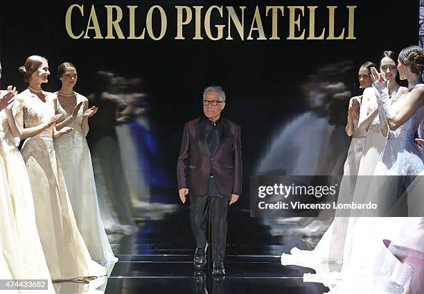 Carlo Pignatelli acknowledges the applause of the audience at the Carlo Pignatelli Fashion Show 2016 on May 22, 2015 in Milan, Italy.