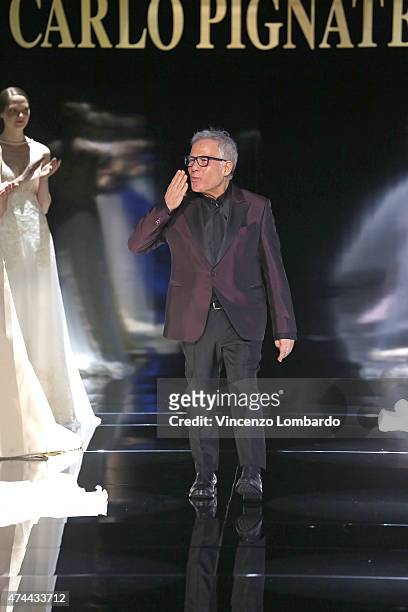Carlo Pignatelli acknowledges the applause of the audience at the Carlo Pignatelli Fashion Show 2016 on May 22, 2015 in Milan, Italy.